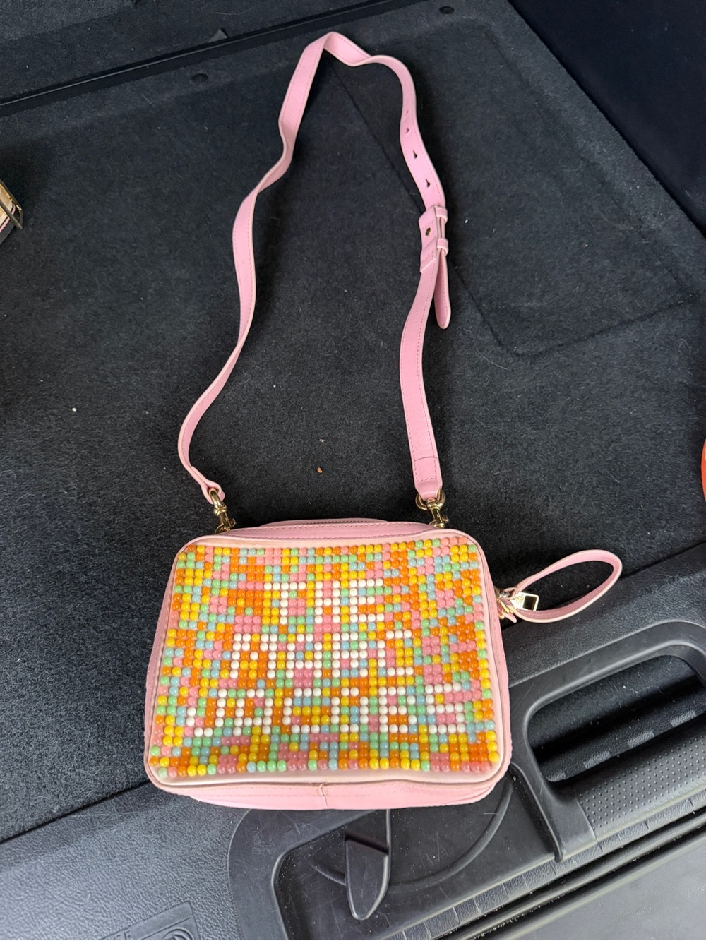 Marc Jacobs Pink Beaded Crossbody Bag with Multicolor Bead Panel